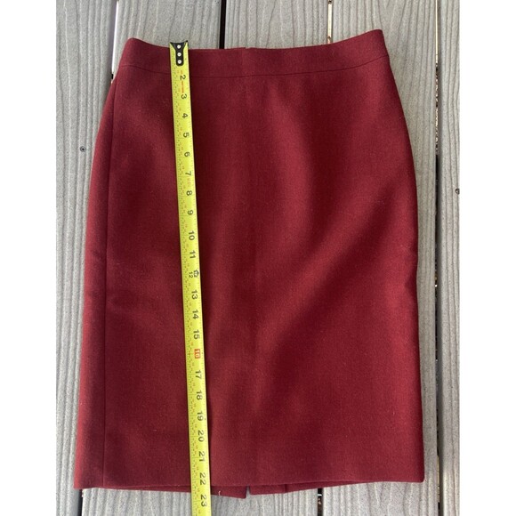 J.Crew No. 2 Pencil Skirt Wool 100% Red Wine Size 00 Rich Jewel Tone Preppy - Picture 5 of 12